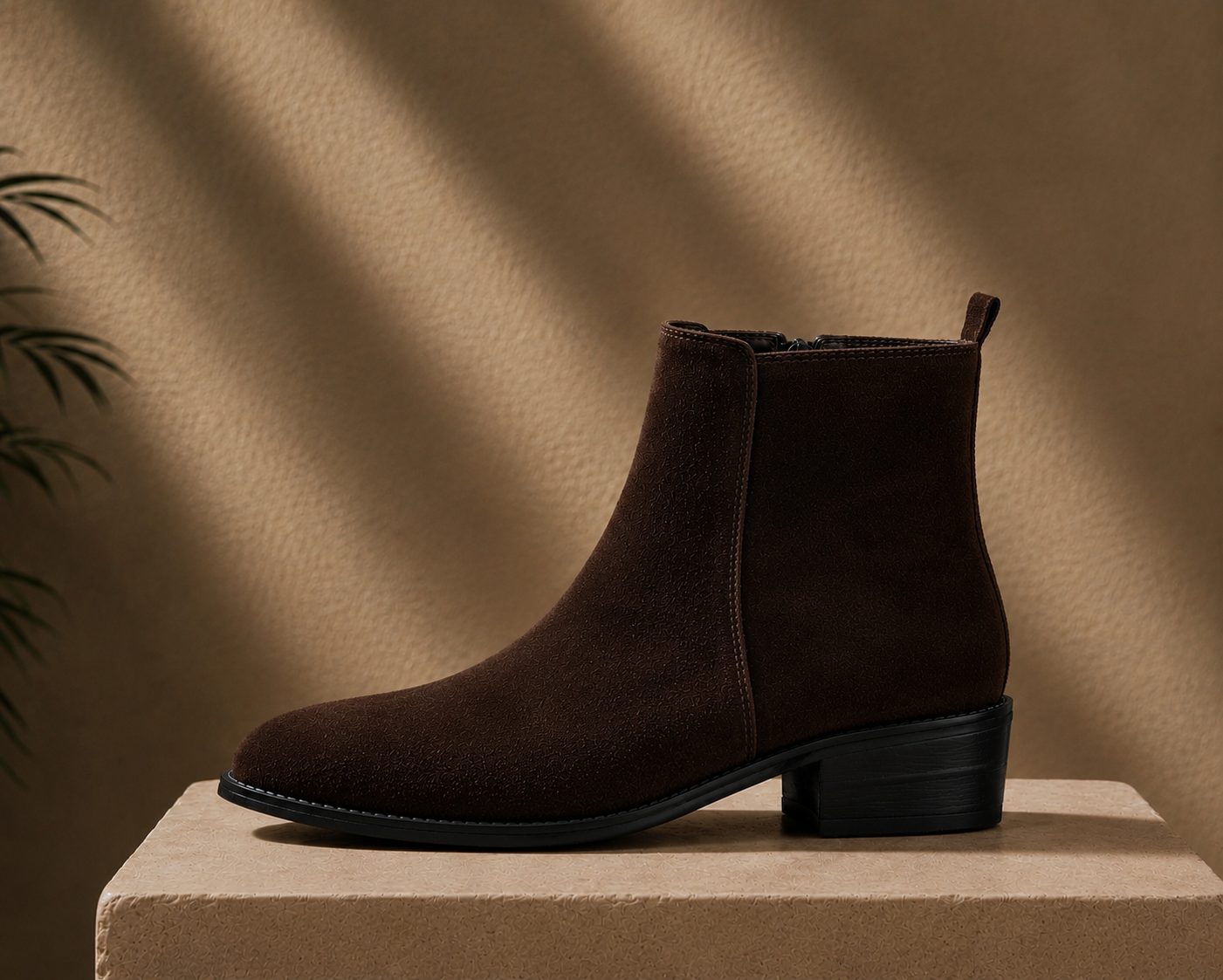 Premium Suede Boots / Cuban Heel - Brown