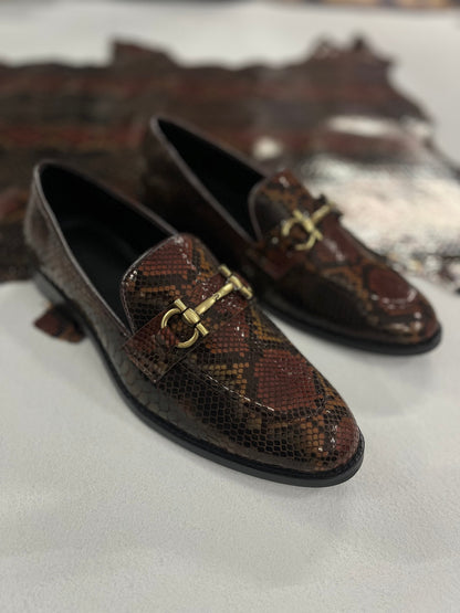 Exotic Foil Leather Horsebit Slip Ons