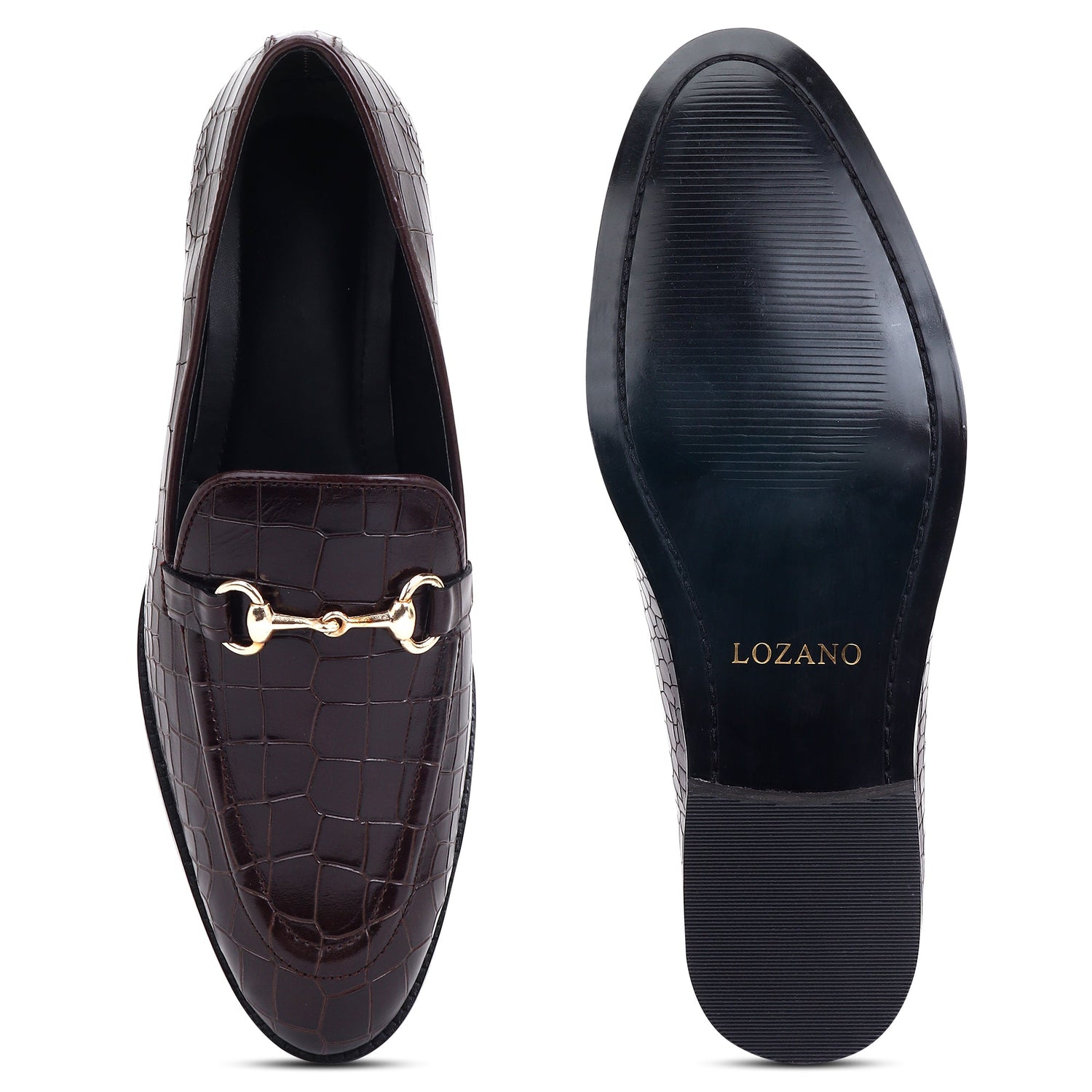 Italian Croco Leather Slip Ons - Cuban Heel
