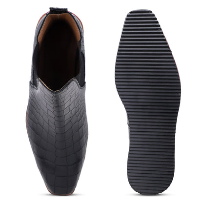 Italian Cut Croco Leather Boots - EVA Sole