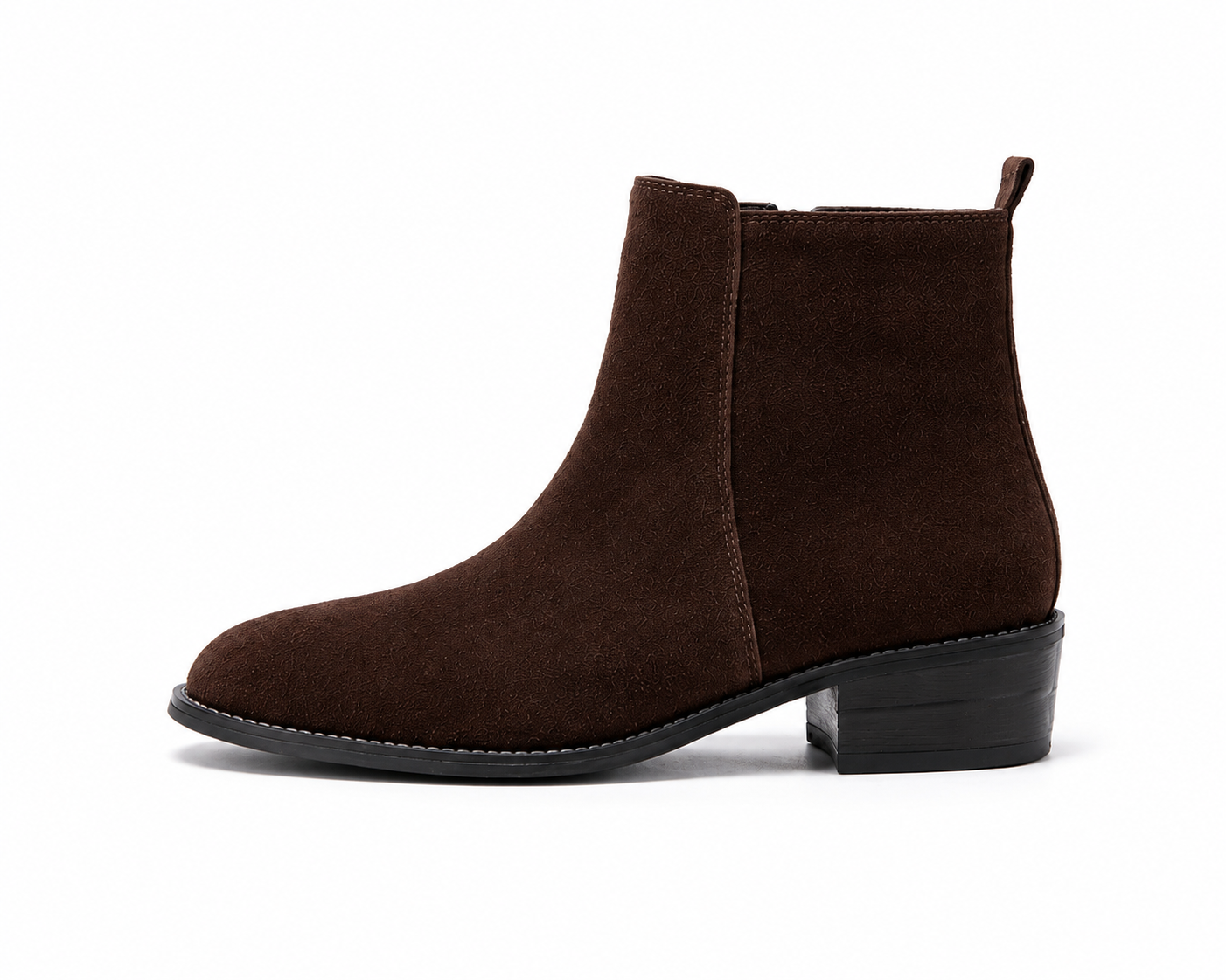 Premium Suede Boots / Cuban Heel - Brown