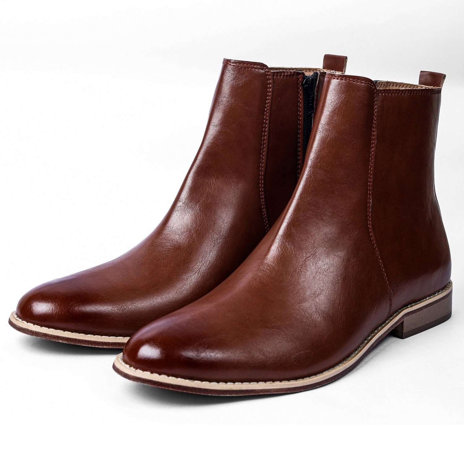 Tan Godin Boots with Zip