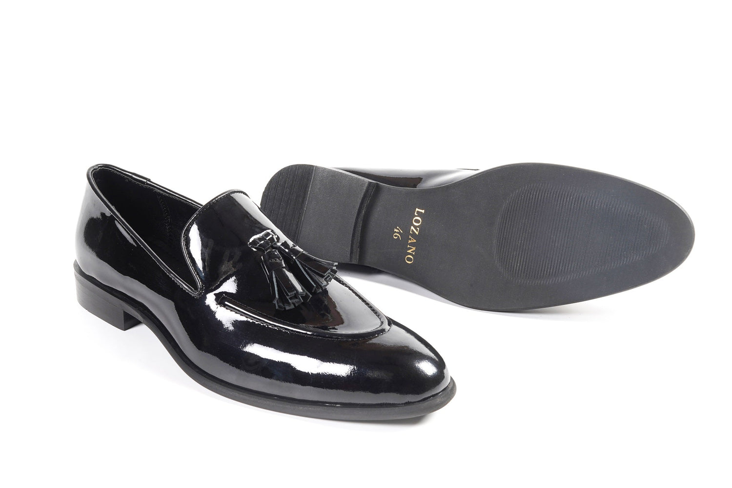 CLASSIC PATENT SLIP ONS WITH TASSELS