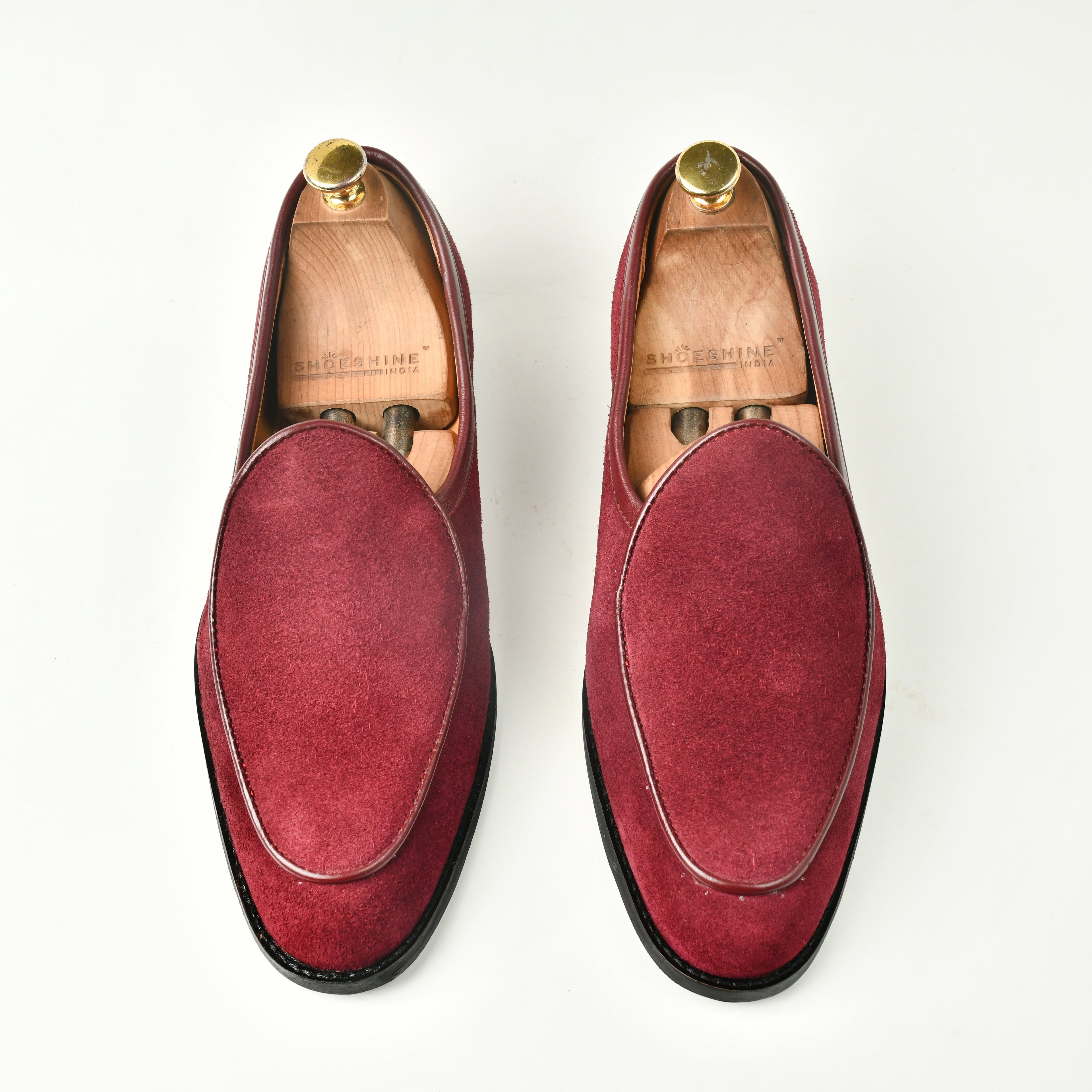 Belgian Suede Loafers - Maroon