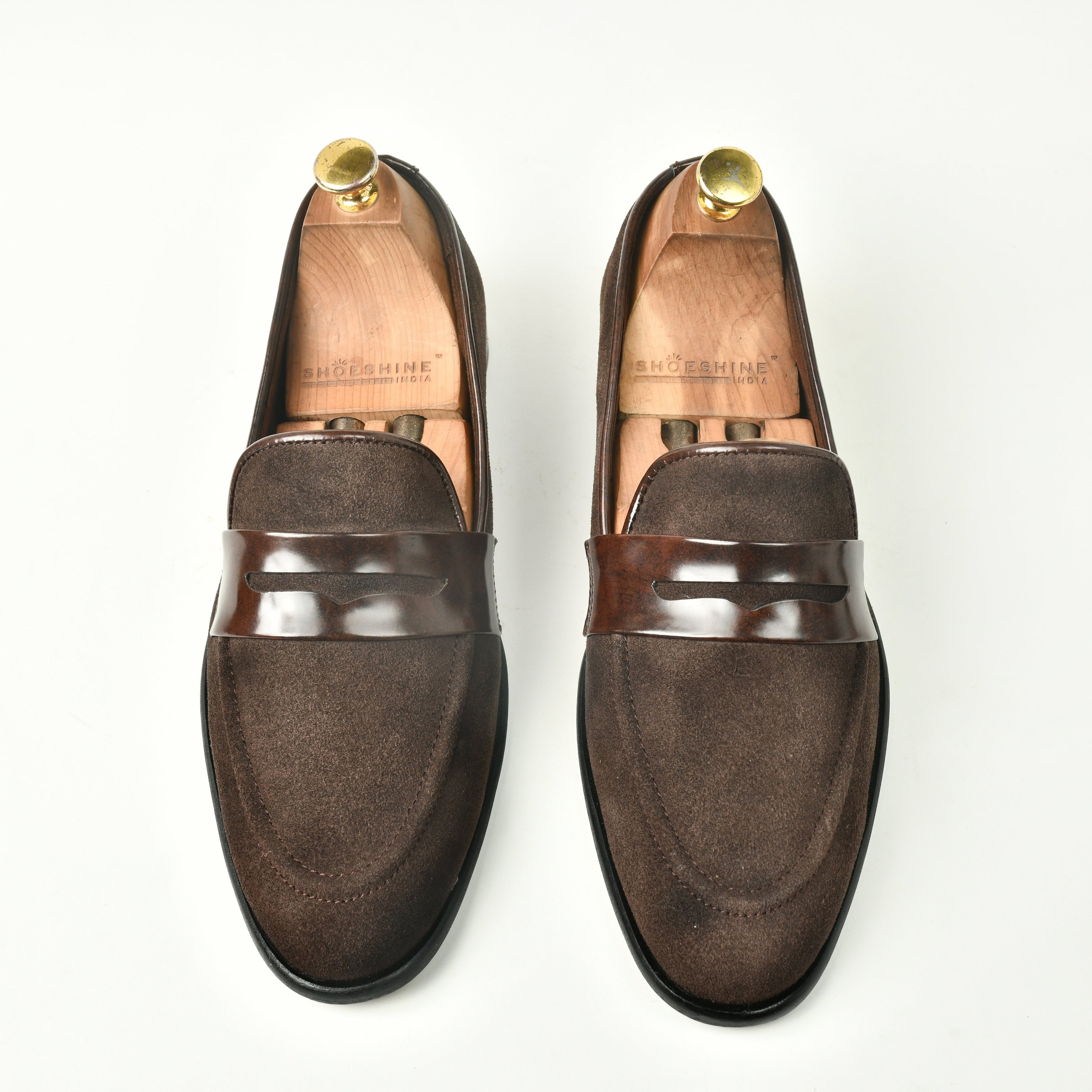 Suede Slip ons with Saddle - Brown