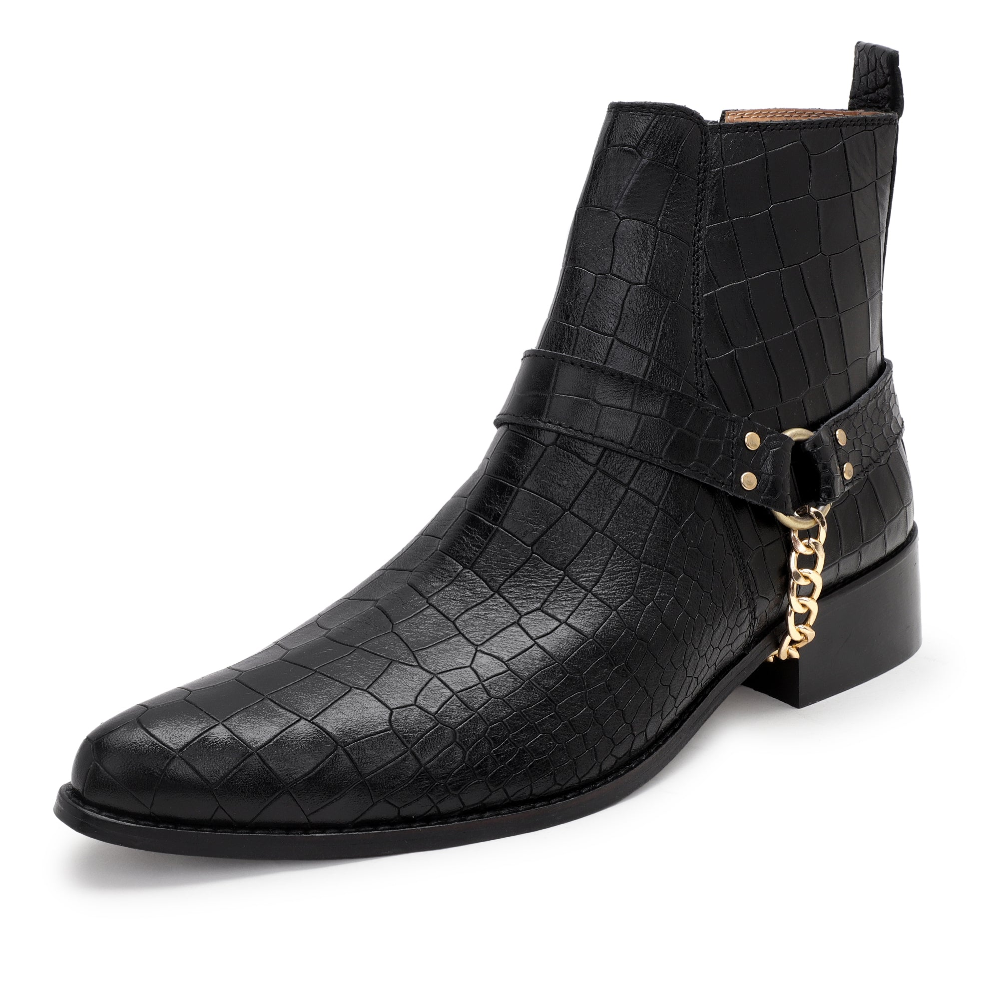 Premium Croco Leather Harness Boots
