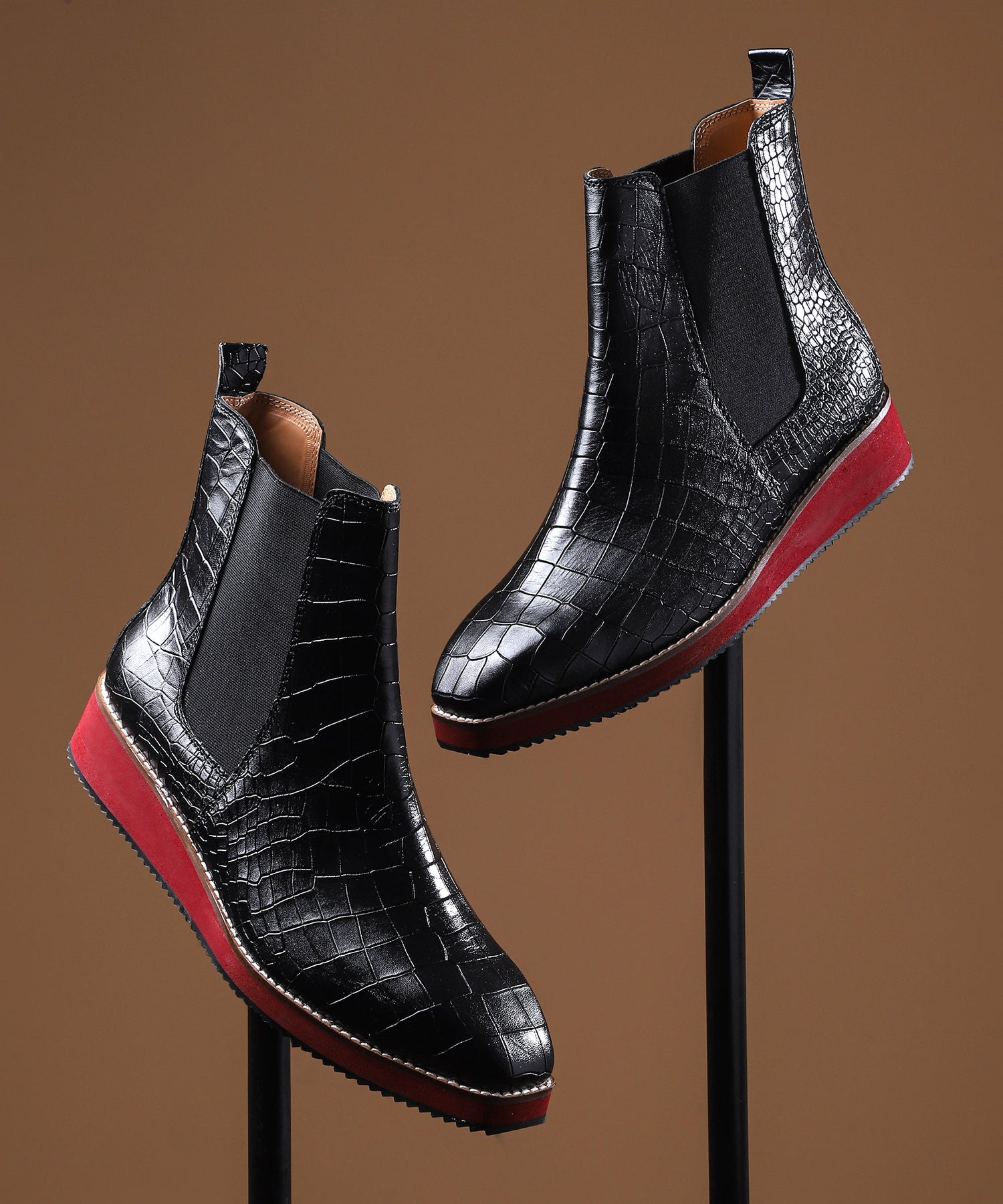 Italian Cut Croco Leather Boots - EVA Sole