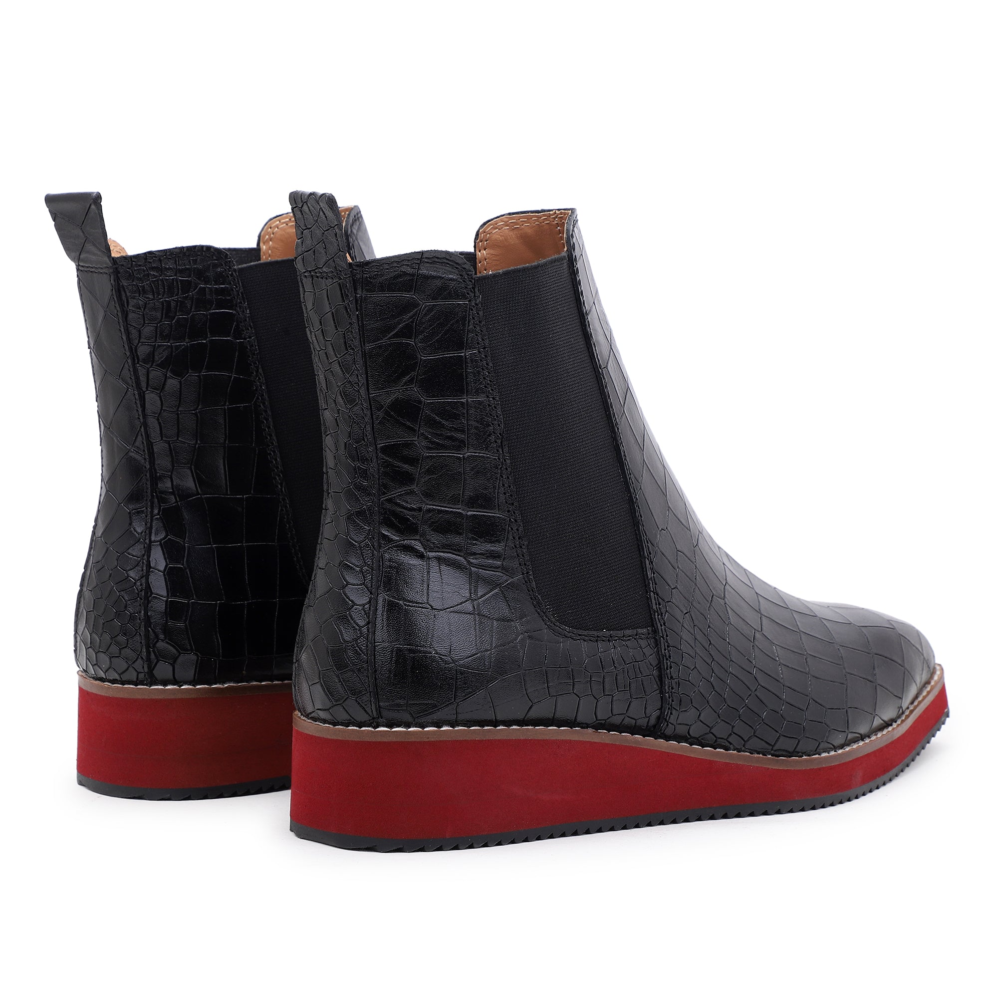 Italian Cut Croco Leather Boots - EVA Sole