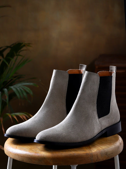 Italian Suede Leather Boots - Grey