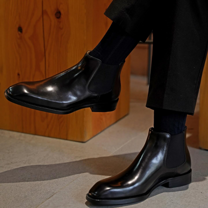 BLACK SQUARE TOE CHELSEA BOOT