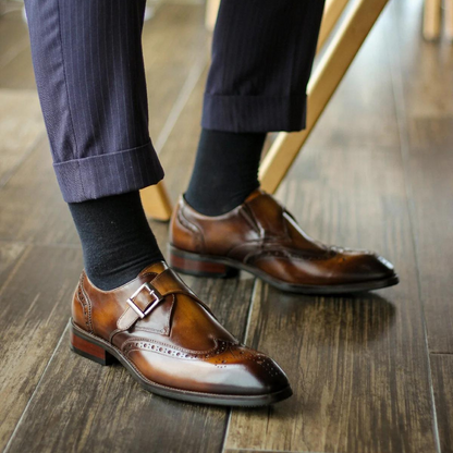 BROWN SQUARE TOE MONKS