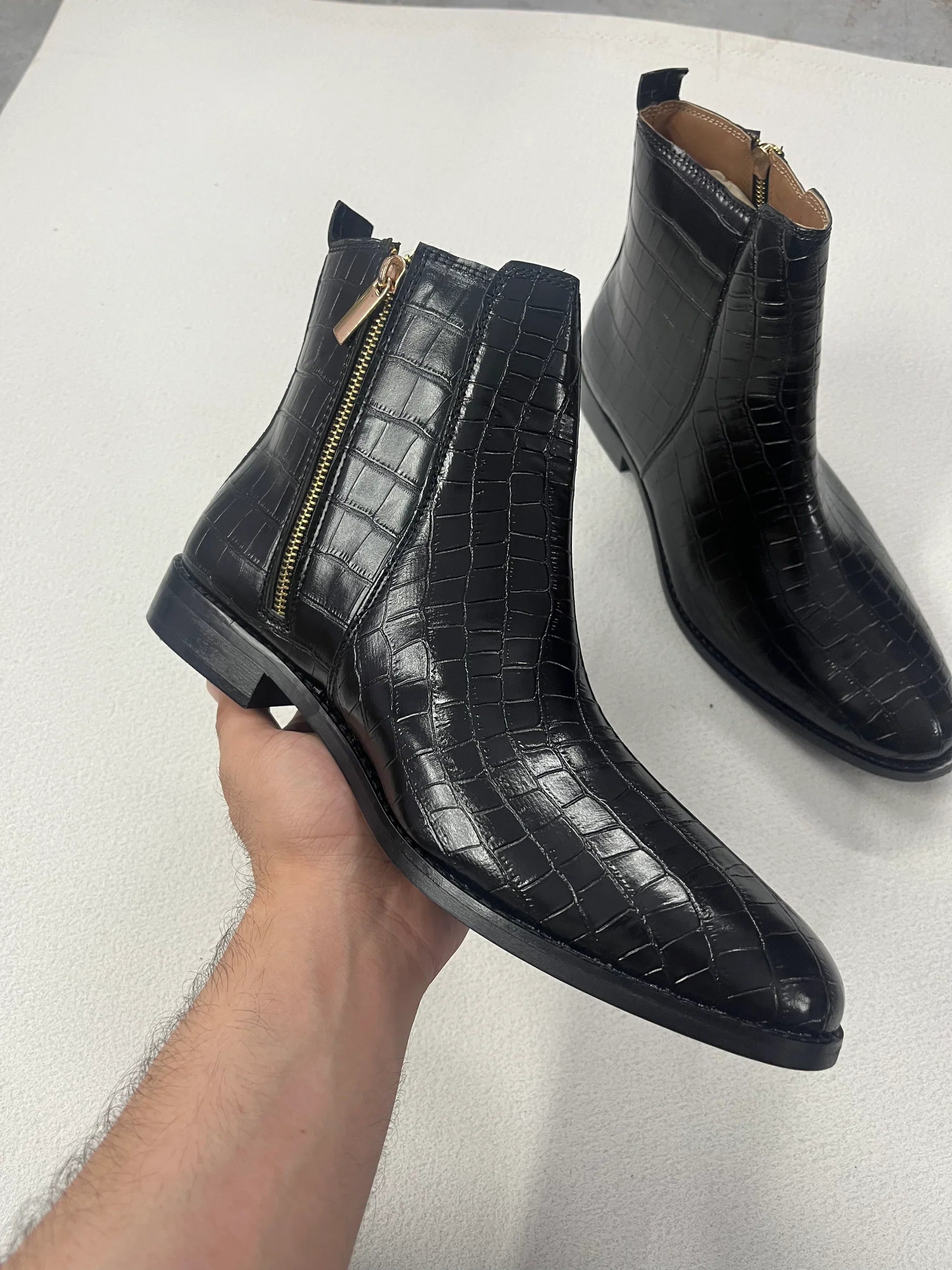 Premium Croco Boots / Zip Fastening